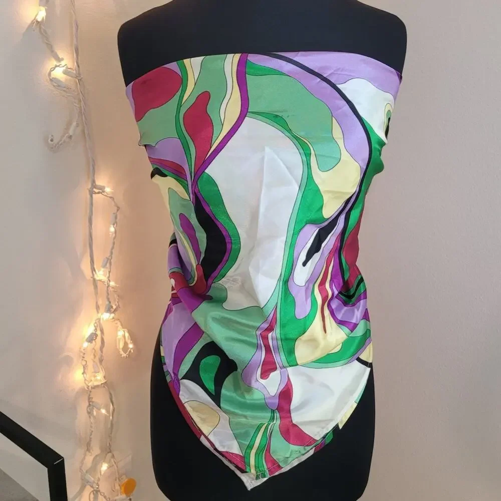 Dennis Basso Vintage Mod Abstract Satin Scarf 35